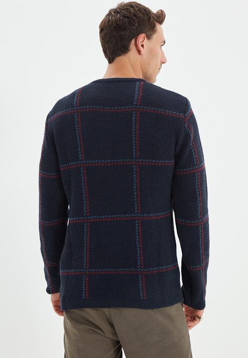 Trendyol - Slim fit check knit - navy