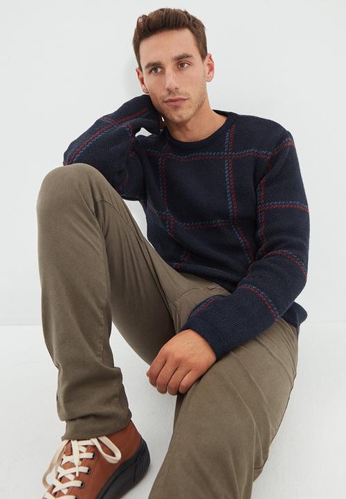 Trendyol - Slim fit check knit - navy