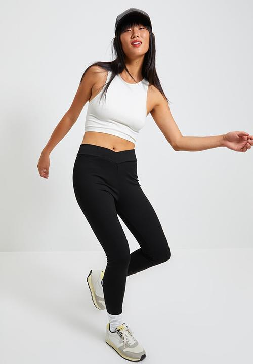Trendyol - Waist cross detailed leggings - black
