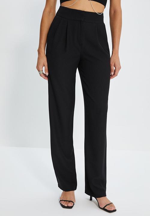 Trendyol - Flowy pleated wide leg trousers - black