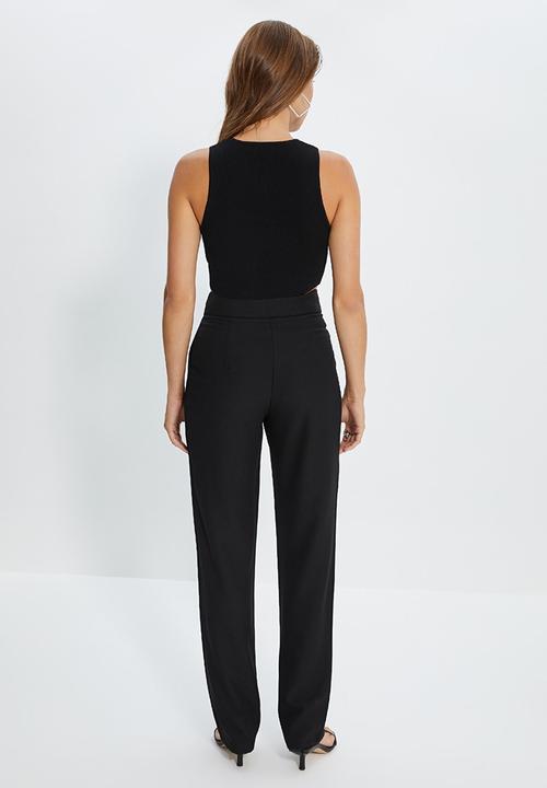 Trendyol - Flowy pleated wide leg trousers - black