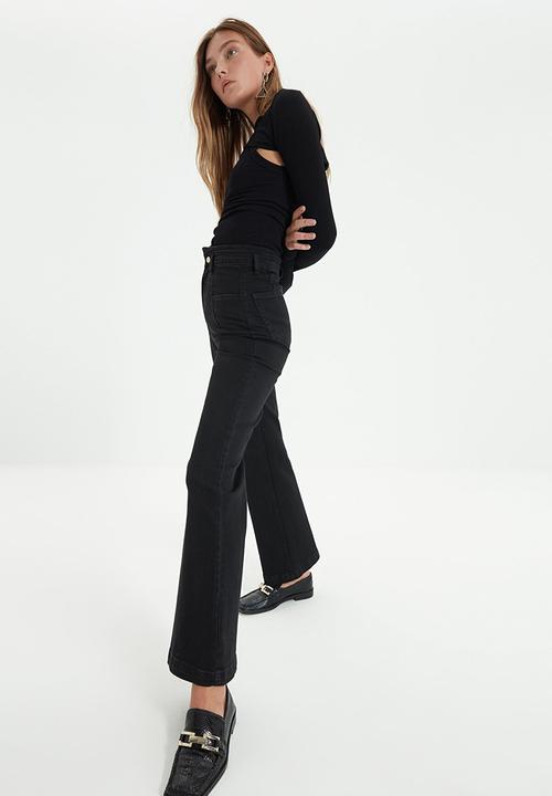 Trendyol - Stitch detail high waist jeans - black