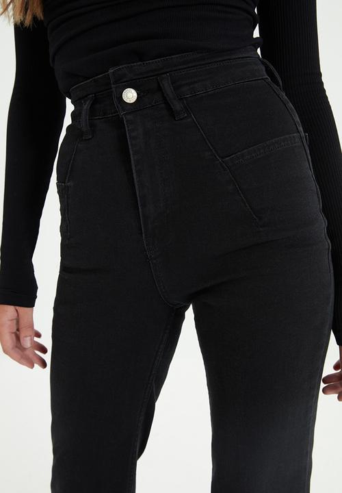 Trendyol - Stitch detail high waist jeans - black