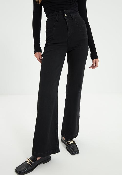 Trendyol - Stitch detail high waist jeans - black