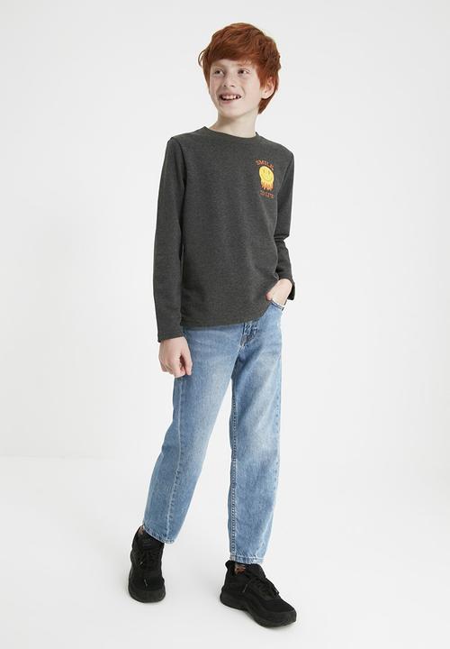 Trendyol - Long sleeve printed sweatshirt - dark grey