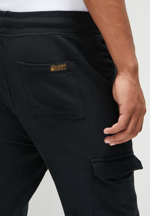 STYLE REPUBLIC - Slim fit cargo sweatpant - black