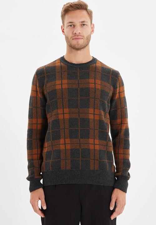 Trendyol - Jason plaid knit - anthracite