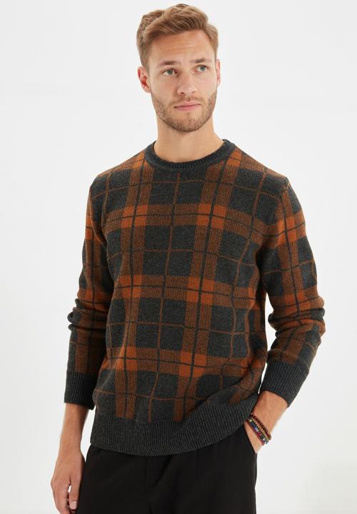 Trendyol - Jason plaid knit - anthracite