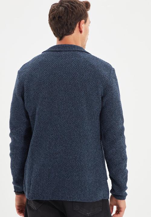 Trendyol - Textured slim fit knit cardigan - navy