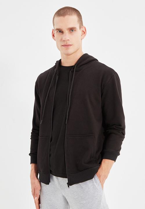 Trendyol - Ron regular fit zip thru hoodie - black