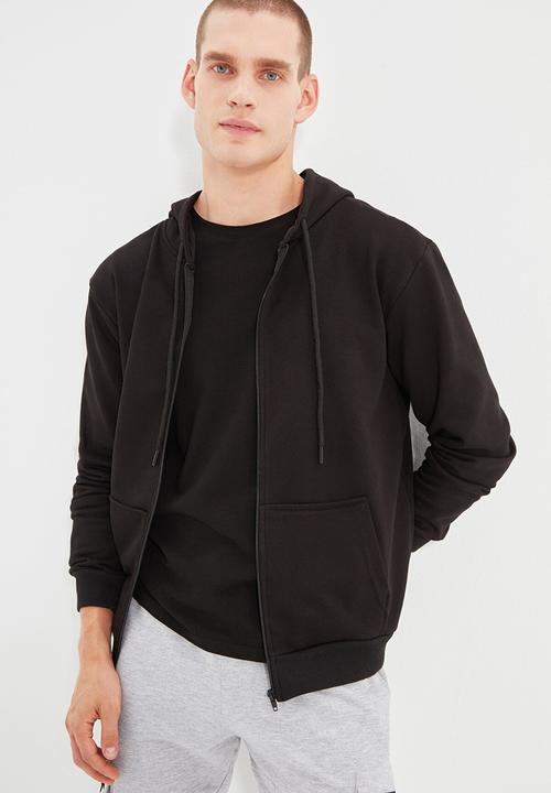 Trendyol - Ron regular fit zip thru hoodie - black