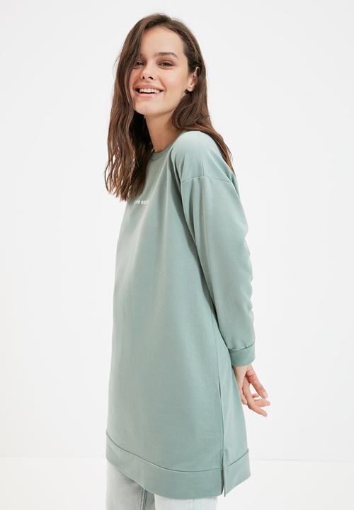 Trendyol - Crew neck printed sweatshirt - mint