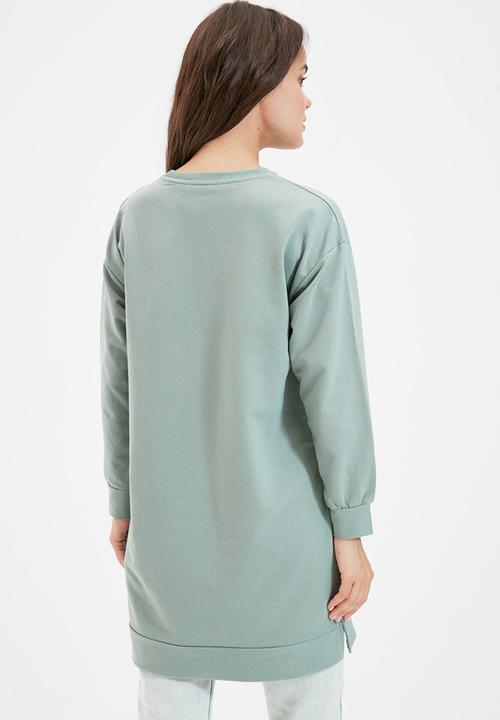 Trendyol - Crew neck printed sweatshirt - mint