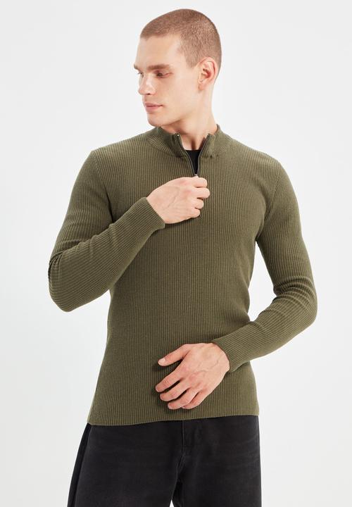 Trendyol - Jarred slim fit quarter zip knit - khaki