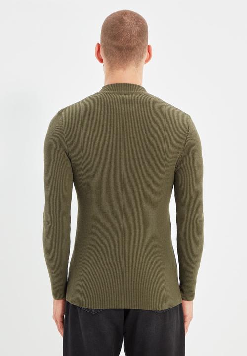 Trendyol - Jarred slim fit quarter zip knit - khaki