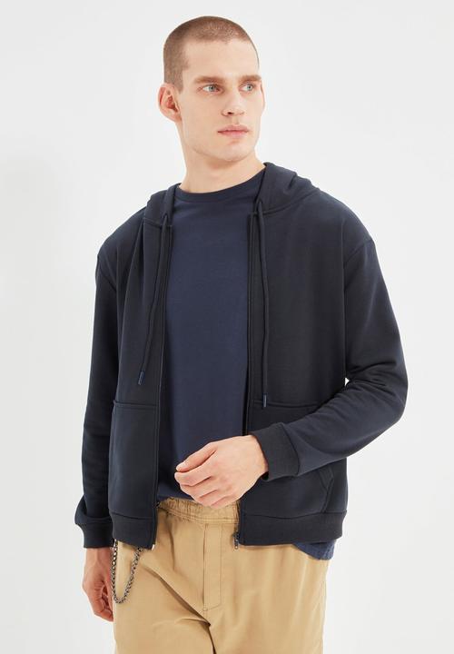 Trendyol - Ron regular fit zip thru hoodie - navy