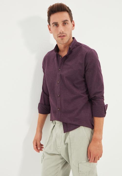 Trendyol - Ricco slim fit long sleeve shirt - plum