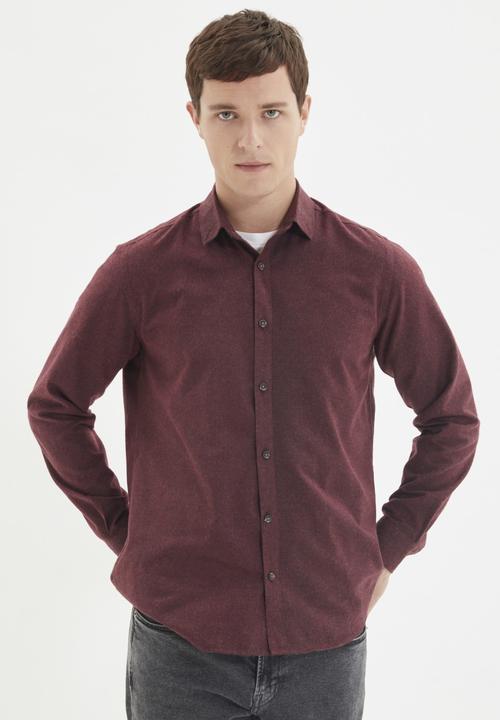 Trendyol - Ricco slim fit long sleeve shirt - burgundy
