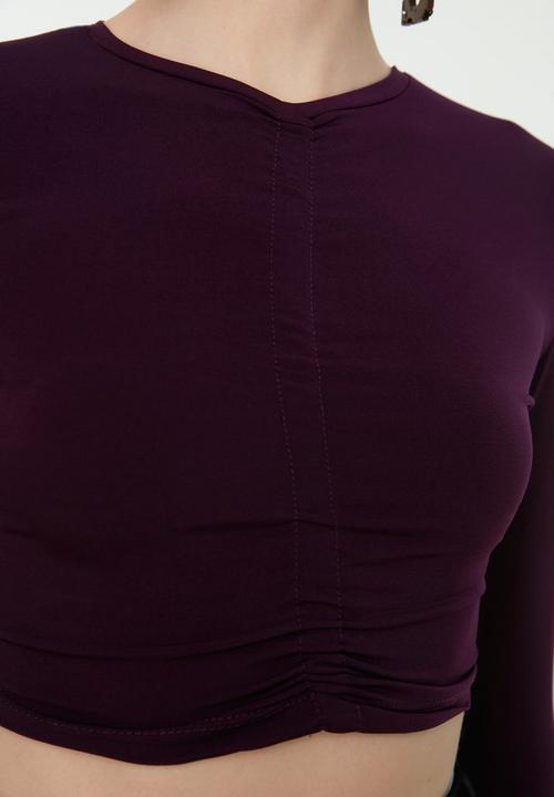 Trendyol - Pleated crop top - plum