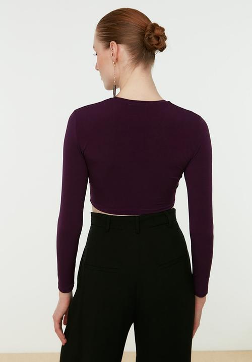 Trendyol - Pleated crop top - plum