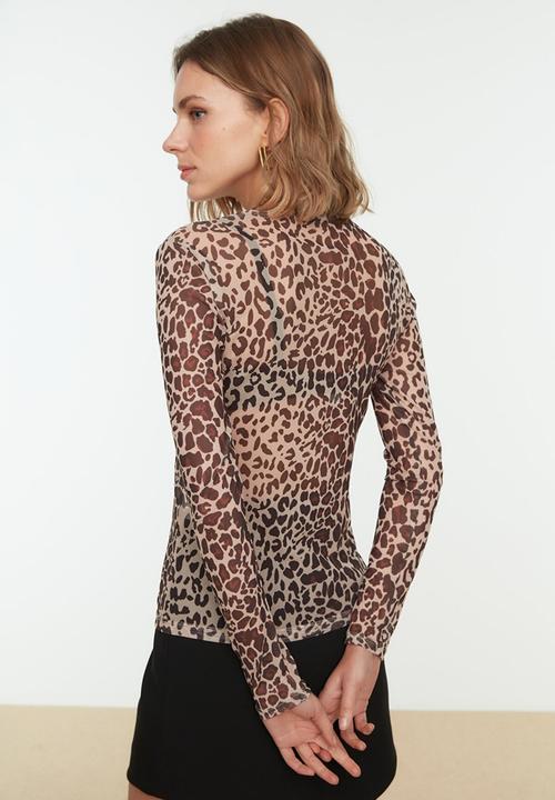 Trendyol - Leopard pattern tulle top - brown