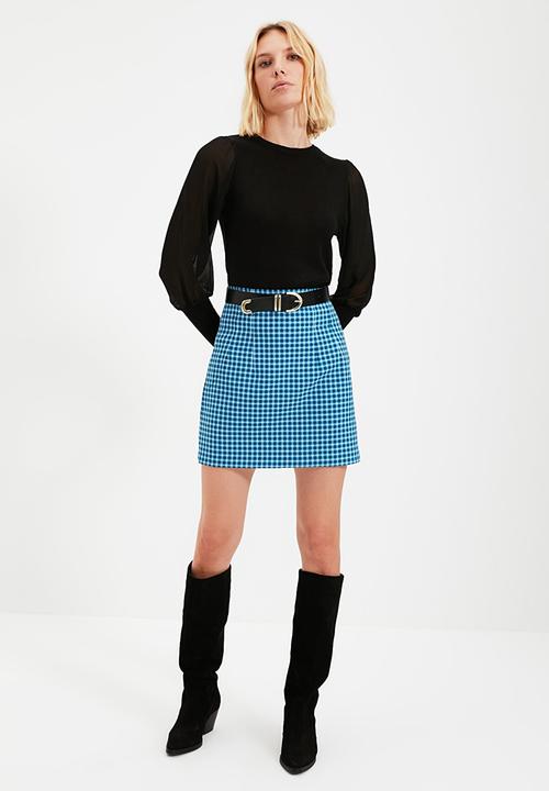 Trendyol - Tulle sleeves knit sweater - black