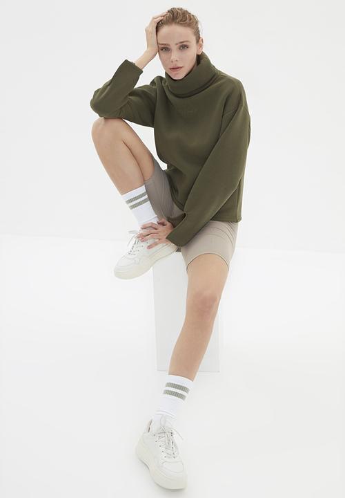 Trendyol - Stand collar loose ragged sweatshirt - khaki