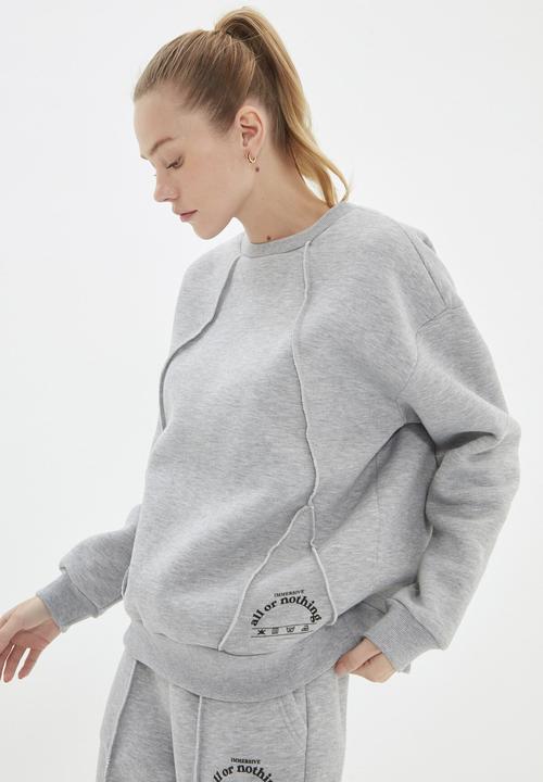 Trendyol - Loose stitch detail sport raised sweatshirt - grey