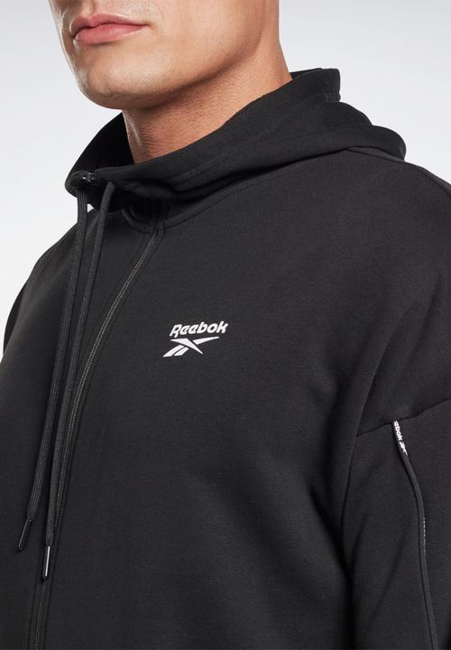 Reebok - Workout Ready Piping Zip-Up Sweatshirt -  Black