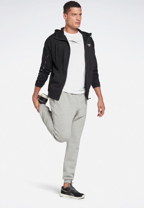 Reebok - Workout Ready Piping Zip-Up Sweatshirt -  Black