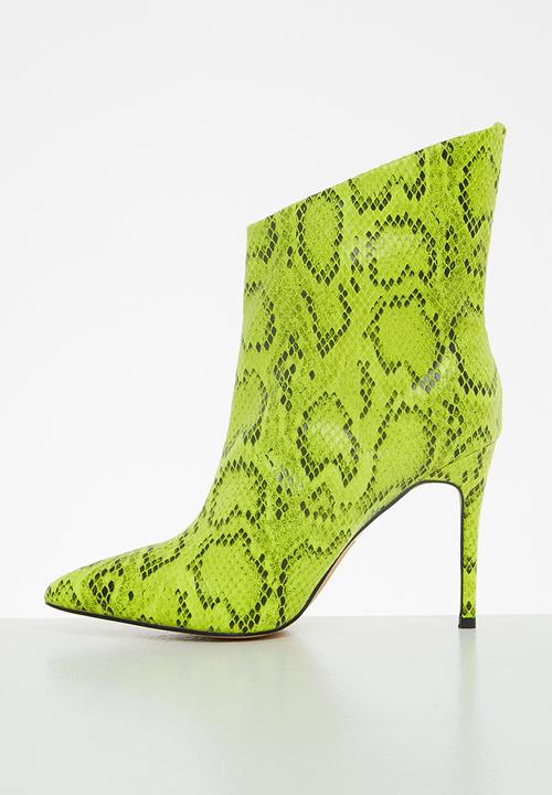 Public Desire - Quinn stiletto ankle boot - lime snake