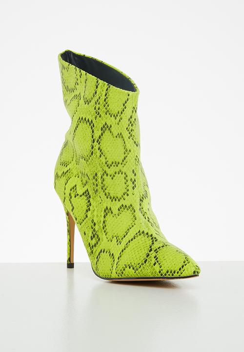 Public Desire - Quinn stiletto ankle boot - lime snake