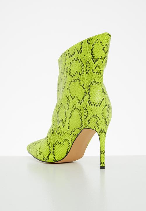 Public Desire - Quinn stiletto ankle boot - lime snake