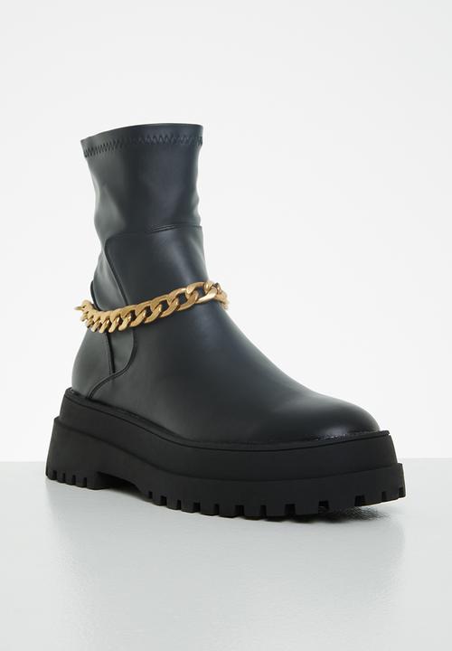 Public Desire - Tessa chunky chain ankle boot - black