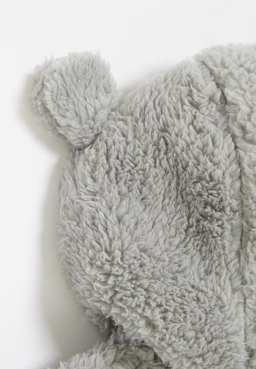 Pop Candy - Baby hooded teddy jacket - grey