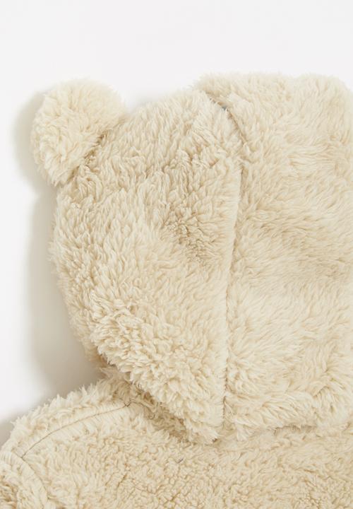 Pop Candy - Baby hooded teddy jacket - beige