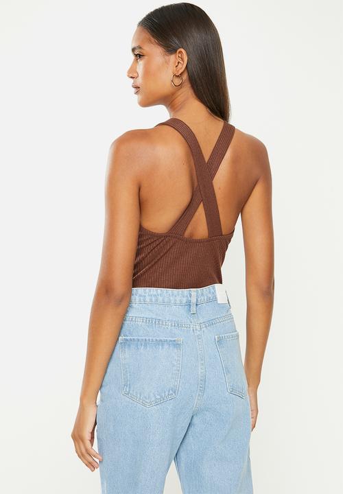 Glamorous - Cross back bodysuit - brown