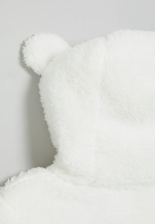 Pop Candy - Baby hooded teddy jacket - white