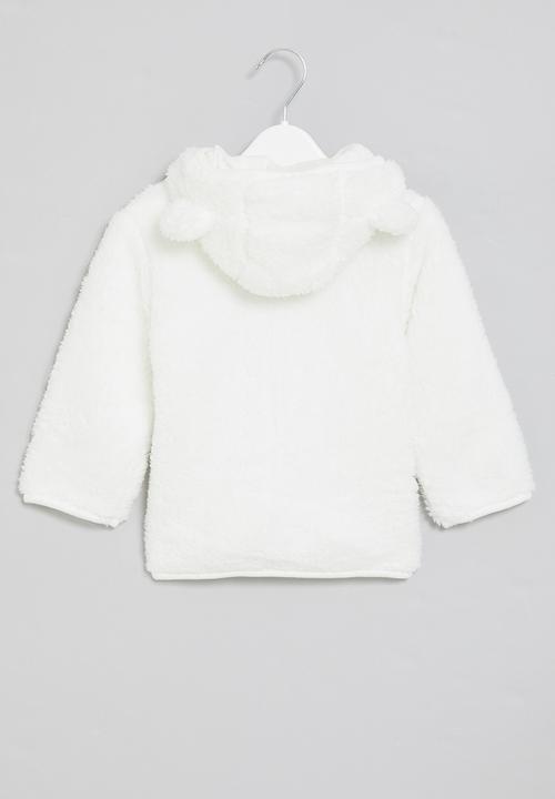 Pop Candy - Baby hooded teddy jacket - white