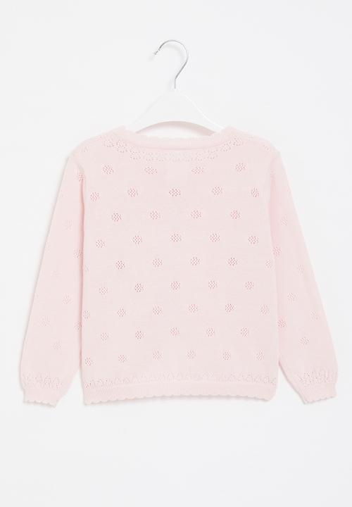Pop Candy - Delicate cardigan with pointelle detail - pink