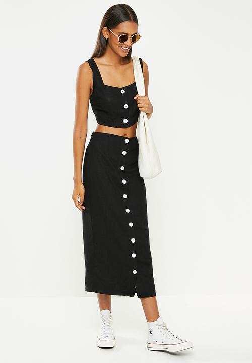 Glamorous - Button down skirt coord - black
