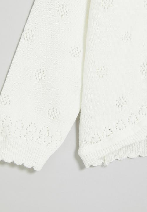 Pop Candy - Delicate cardigan with pointelle detail - white