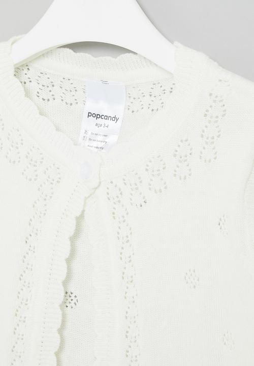 Pop Candy - Delicate cardigan with pointelle detail - white