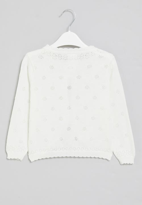 Pop Candy - Delicate cardigan with pointelle detail - white