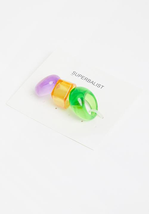 Superbalist - 3 Pack resin ring set - mutli