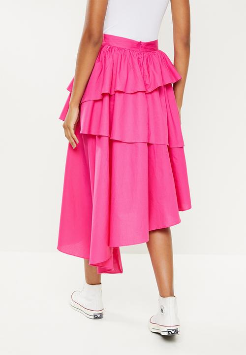 Glamorous - Frill tiered skirt - cerise