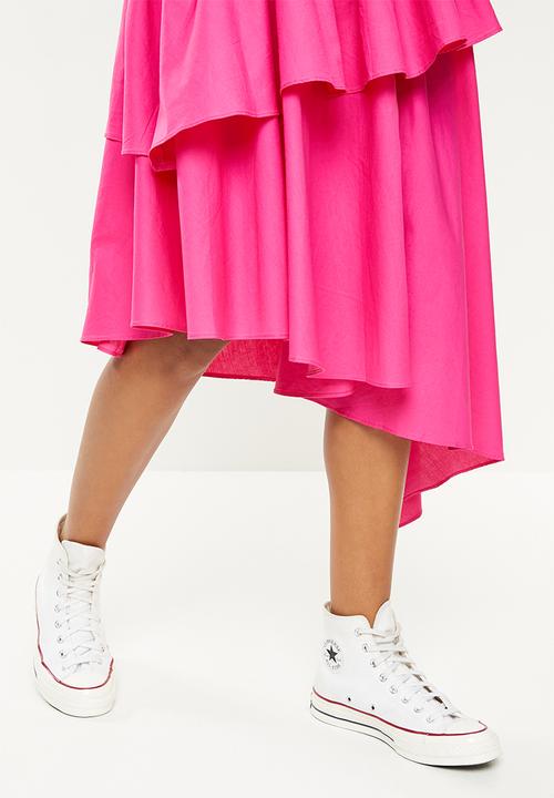 Glamorous - Frill tiered skirt - cerise