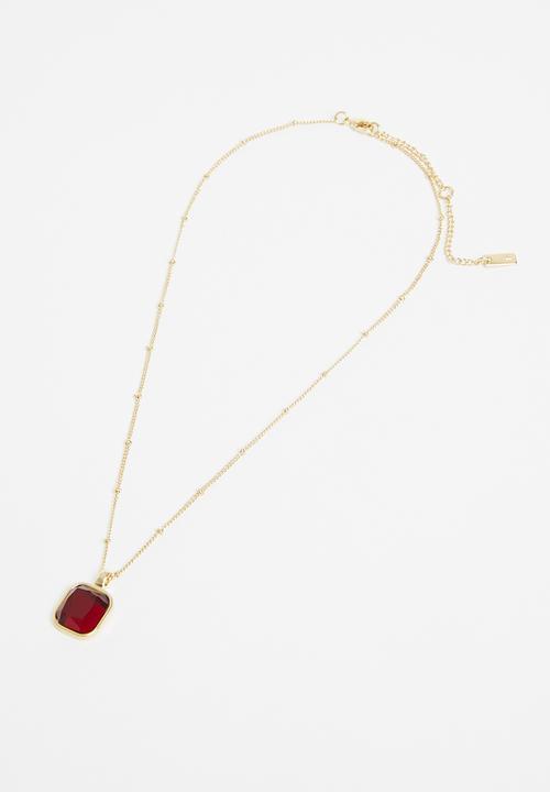 Rubi - Premium pendant necklace - gold plated ruby