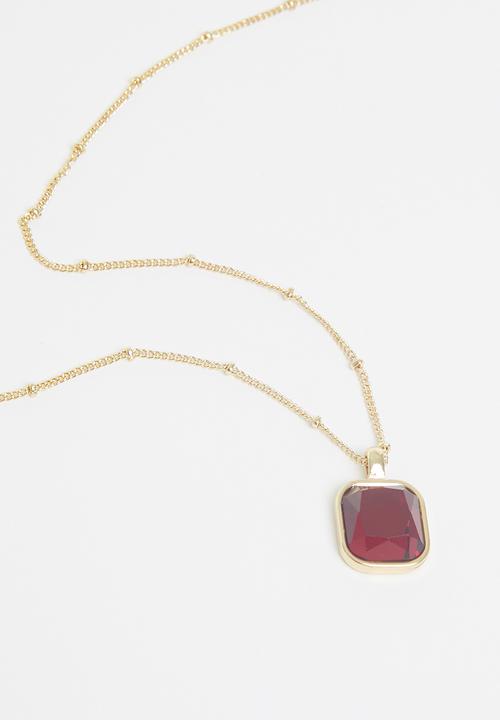 Rubi - Premium pendant necklace - gold plated ruby