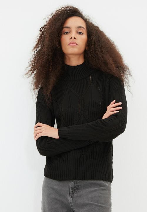 Trendyol - Openwork knitwear sweater - black